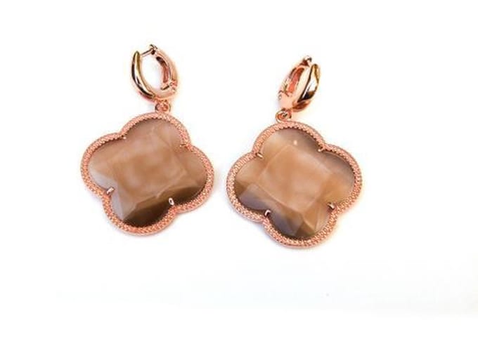 model Fiori groot oorringen in zilver roos verguld bruin