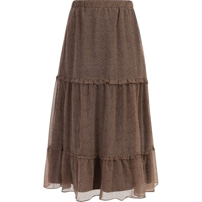 Dreimaster Maxi rok Dames bruin-gebroken wit