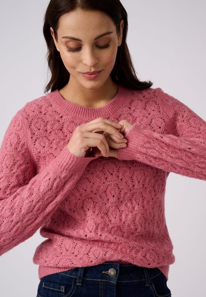 Damart - Opengewerkte trui van wol- en alpacamix - Dames - Roze - M