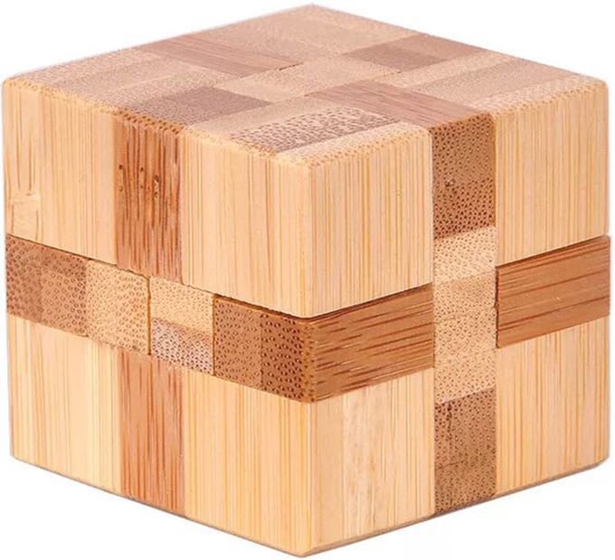 DW4Trading 3D Bamboo Breinpuzzel Kubus 2 - 5x5 cm