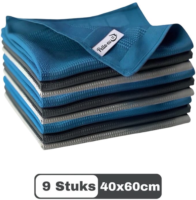 PELLA-EU-MICROVEZEL-MICROVEZELDOEKEN-9 STUKS-40x60CM