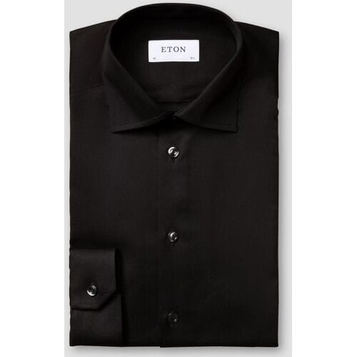Eton Overhemd Uni Cutaway Signature Twill Zwart / male