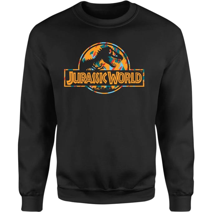 Jurassic Park Logo Tropical Sweatshirt - Black - XXL