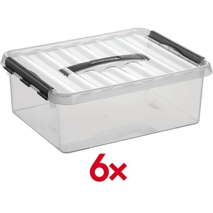 Sunware - Q-line opbergbox 12L transparant metaal - 40 x 30 x 14 cm