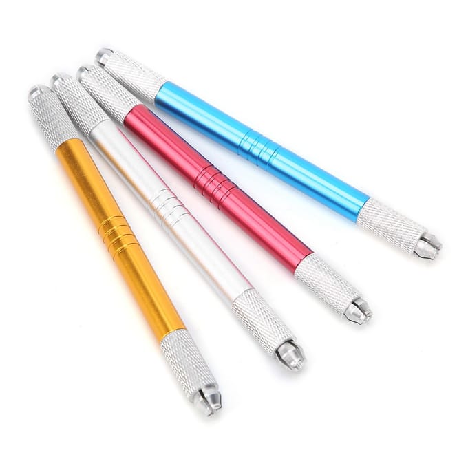 4 stuks Handmatige Microblading Pen Aluminiumlegering Make-up Wenkbrauw Tattoo Pen Set Accessoire white