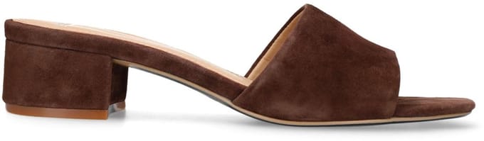 Manfield - Dames - Bruine suède sandalen met hak - Maat 36