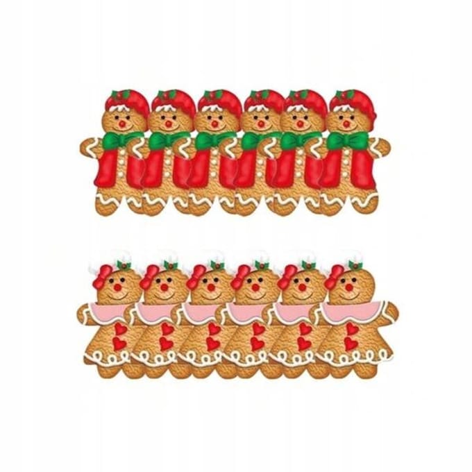 ECARLA BSN47 - Kersthangers Set - Multicolor - Houten Peperkoekjes Design - 12 Stuks