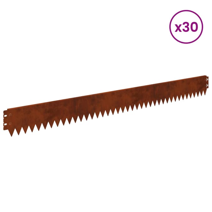 vidaXL - Gazonrand - 30 - st - 103 - x - 10 - cm - Staal - Roestkleurig