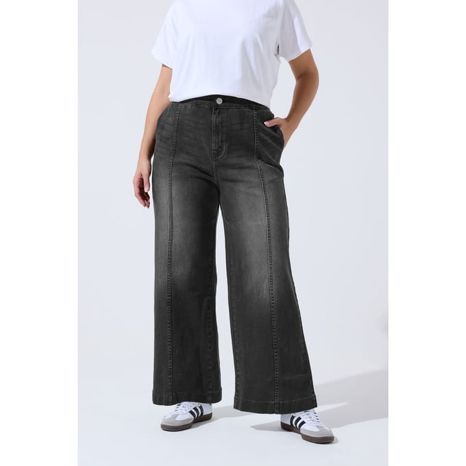 Limited Collection Yours Zwarte Gewassen Jeans Met Stikselssize 48