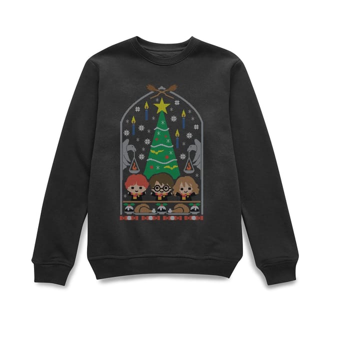 Harry Potter Hogwarts Tree kersttrui - Zwart - S