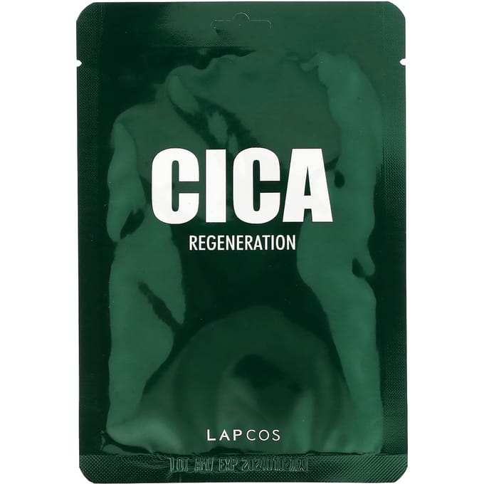 Lapcos, Cica Beauty Sheet Mask, Regeneration, 1 sheet, 30ml (1.01 fl oz) black