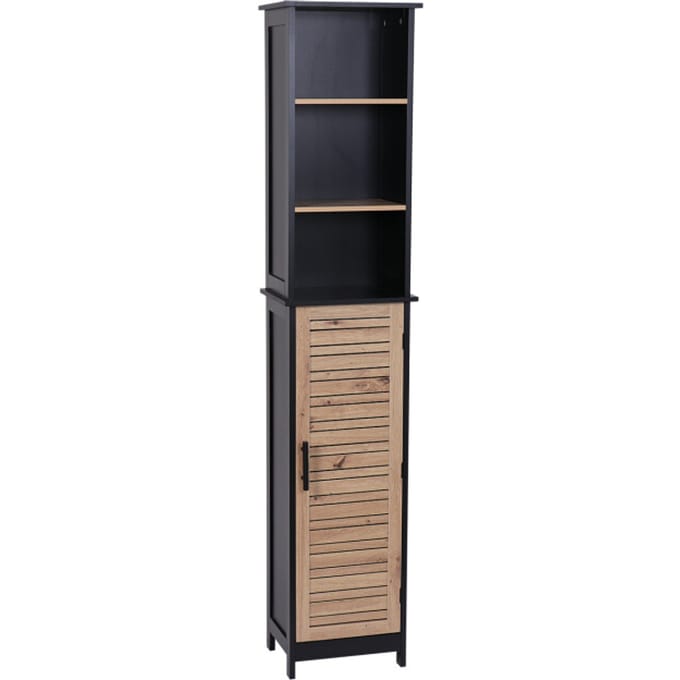 Badkamerkast Bergen – 173 cm Hoge Kolomkast MDF – open vak - Wit/Bruin