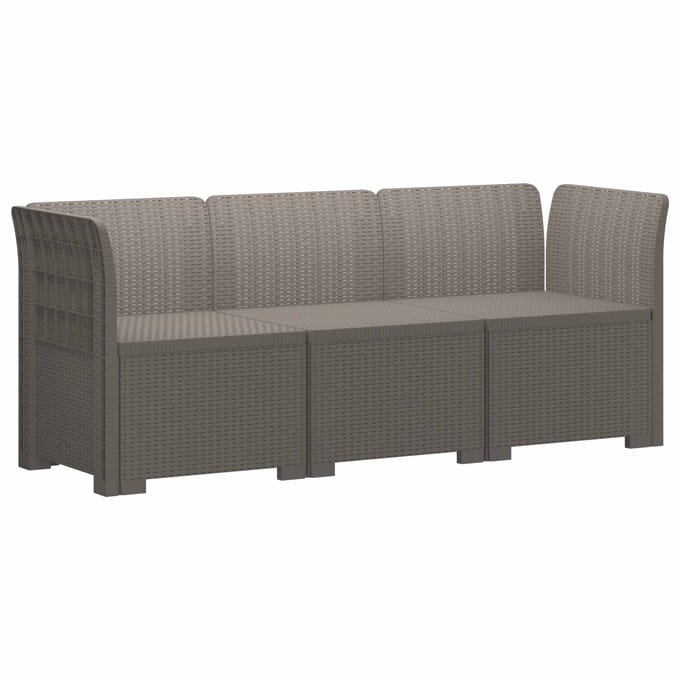 vidaXL - 3-Zits - Tuin - Sofa - Rottanlook - PP - Lichtgrijs