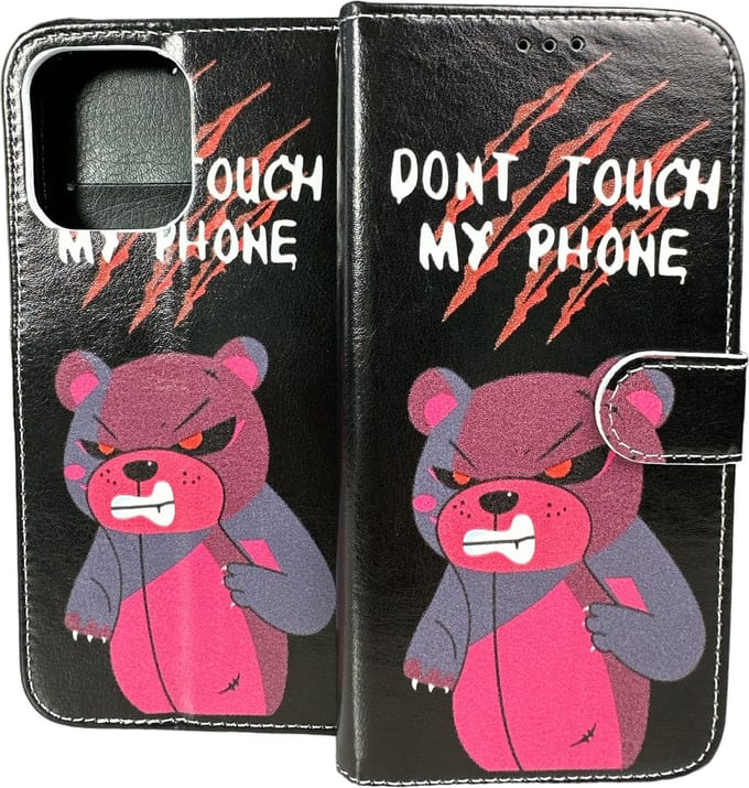 Portemonnee Book Case Hoesje Geschikt voor: iPhone 14 Pro Max - Don't Touch My Phone Print