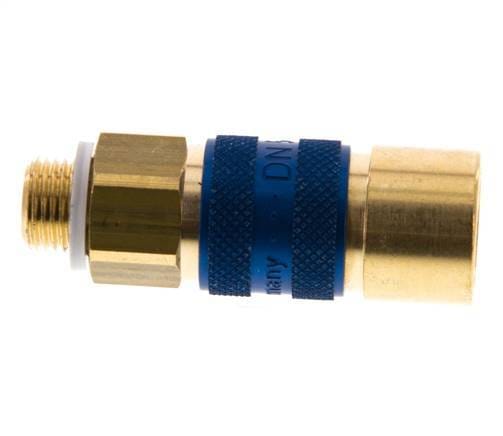 Messing DN 5 Blauw-Coded Luchtkoppeling Snelkoppeling G 1/8 inch Buitendraad - CLS5-M-B-BLU-CD-018
