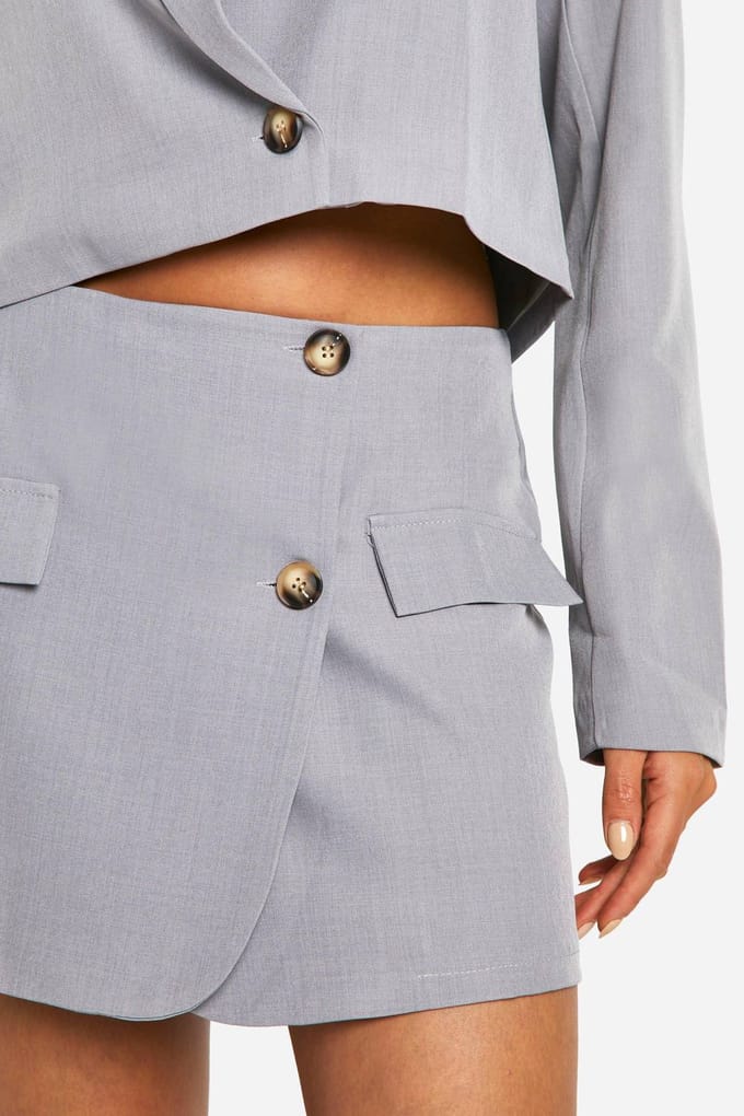 boohoo Dames Marl Wrap Front Micro Mini Rok | Grijze Mergel | Maat: 34