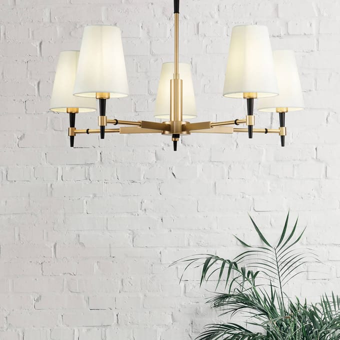 Maytoni Zaragoza kroonluchter 5-lamps stoffen kap