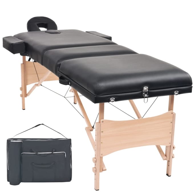 vidaXL - Massagetafel - inklapbaar - 3 - zones - 10 - cm - dik - zwart
