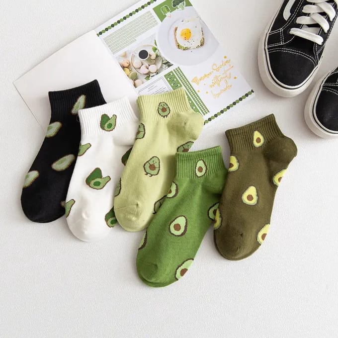Without Lemon - Set van 5 paar - Avocado Dames Sokken - Enkelsokken - Trendy - Schattig - One size