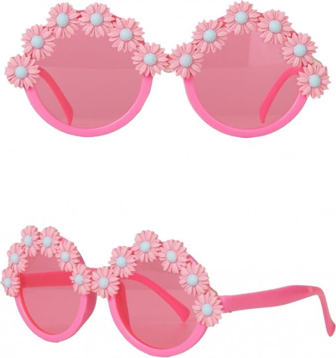 Bril hippie roze bloemen