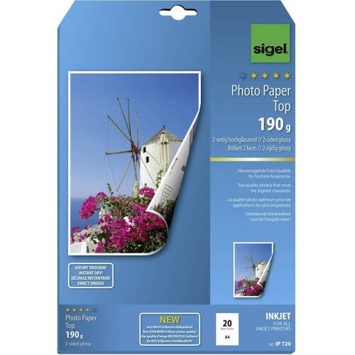 Sigel inkjet fotopapier Top A4 hoogglanzend dubbelzijdig 190 grams 20 vel