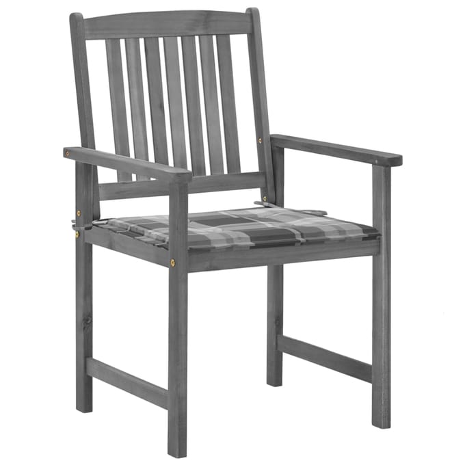 vidaXL - Tuinstoelen - 4 - st - met - kussens - massief - acaciahout - grijs