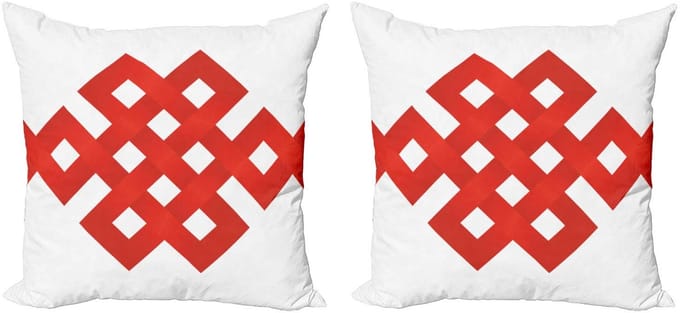 ABAKUHAUS Kussenhoezen 2x40x40 – Rood-Wit, Dubbelzijdig bedrukt, Rits