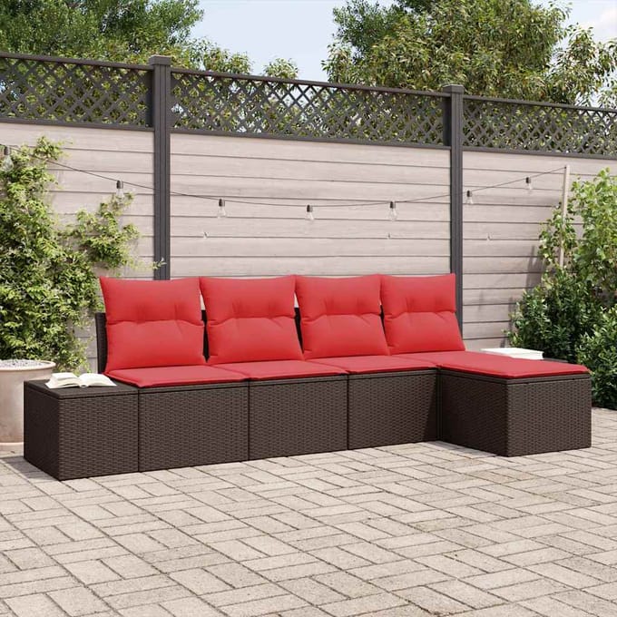 vidaXL Tuin Sofa Set 5 st Bruin poly rattan