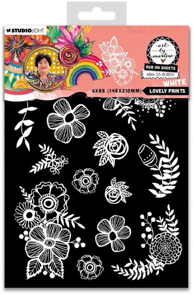 Rub ons Lovely prints (white) - ABM 25 collection nr. 06