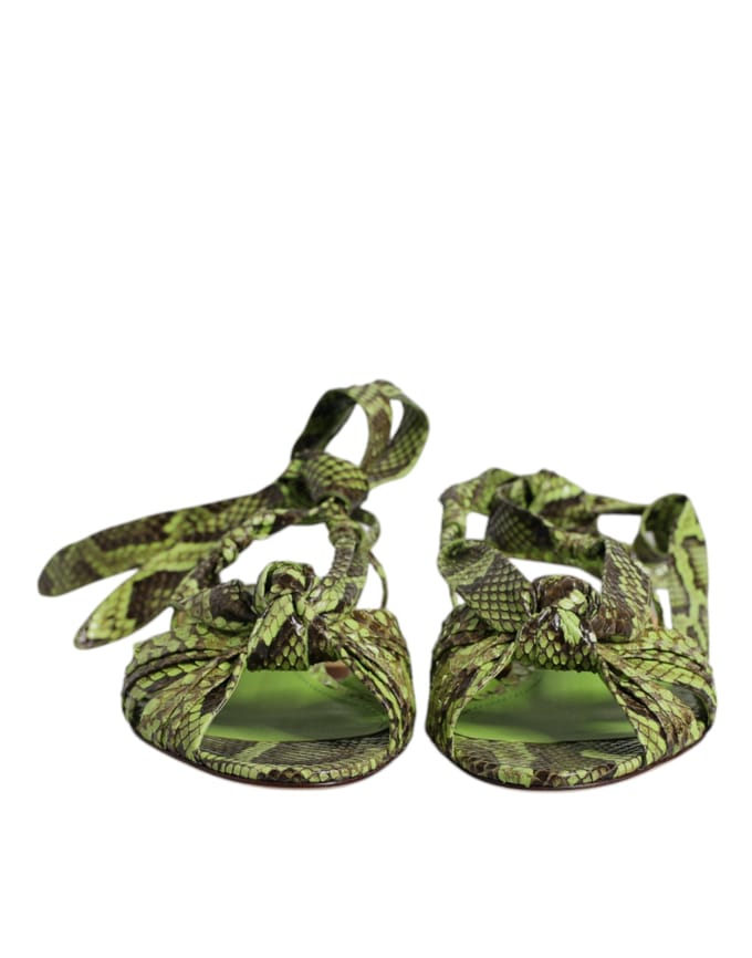 Dolce & Gabbana Groene Dierenprint Enkelband Sandalen Schoenen