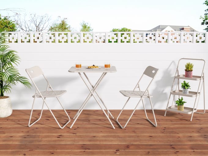 MODFU - Bistroset - Opvouwbaar - Voor Buiten - Staal - Beige - 3-Delig