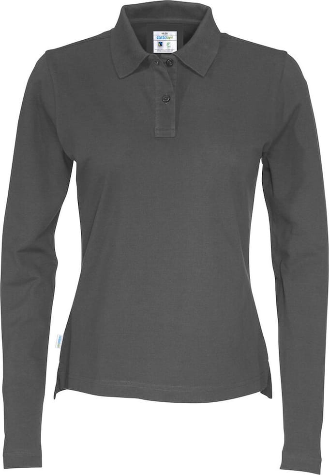 Cottover POLO PIQUE LONG SLEEVE LADY - GOTS GECERTIFICEERD 141017 - Antraciet - M