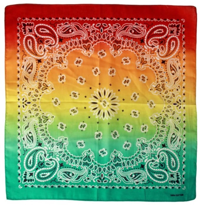 Bandana met kleurverloop rood/geel/groen 56 x 56 cm