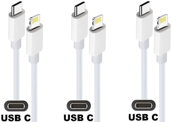 3 stuks OneOne USB C naar Lightning kabel. 2,0m witte laadkabel. Oplaadkabel past op Apple iPhone SE 2, iPhone 8, iPhone 8 Plus, iPhone 10, iPhone X, iPhone XR, iPhone XS, iPhone XS Max, iPhone 11