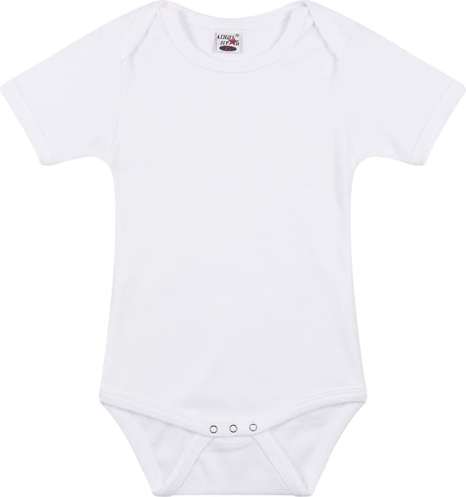 Basic rompertje voor babys - wit - katoen - 240 grams - baby kleding - kraamcadeau - korte mouwen 68