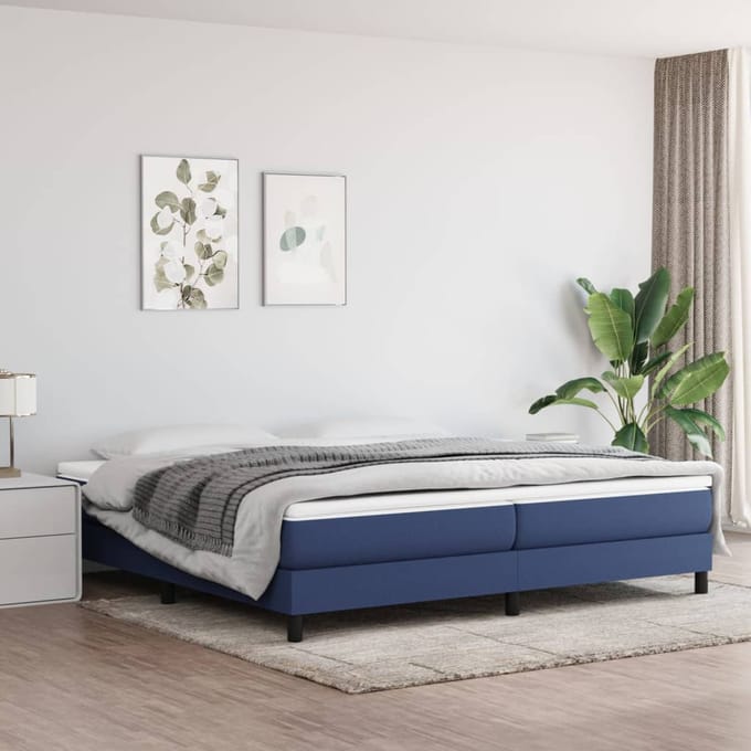 vidaXL - Boxspring - bed - stof - blauw - 200x200 - cm
