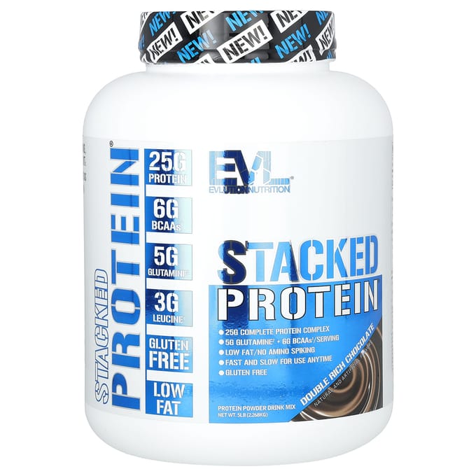 EVLution Nutrition, Stacked Protein, Dubbele Rijke Chocoladesmaak, 5 lb (2.268 kg)