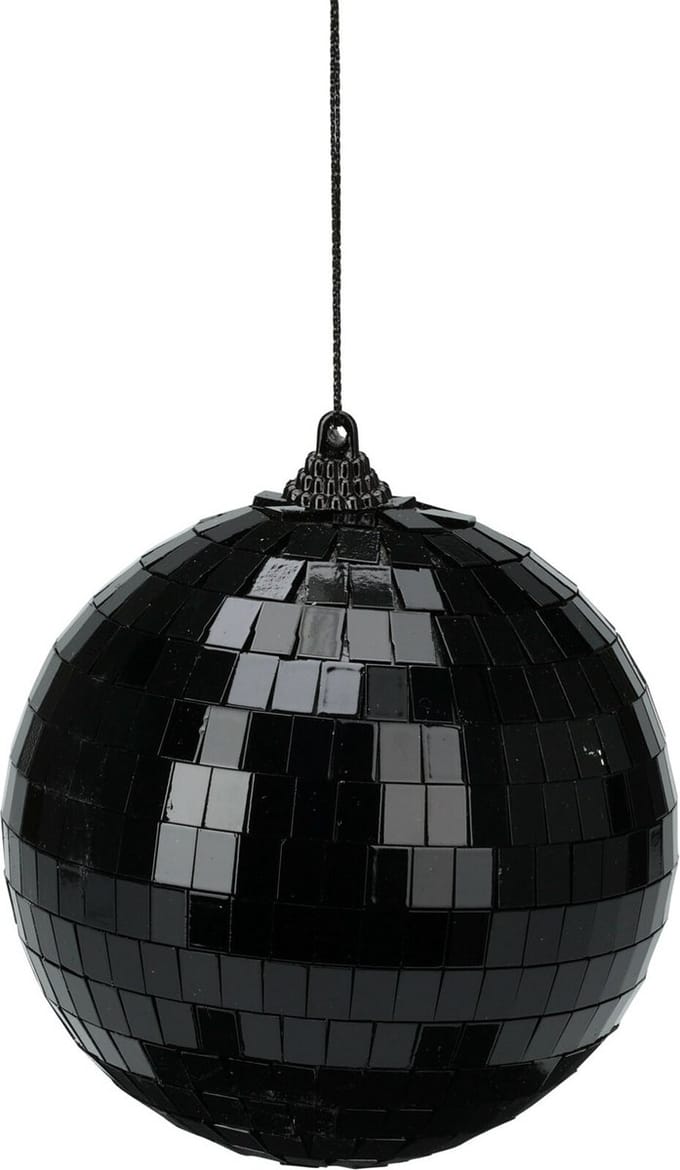 Christmas Decoration discobal kerstbal - 1x - zwart - 10 cm - kunststof