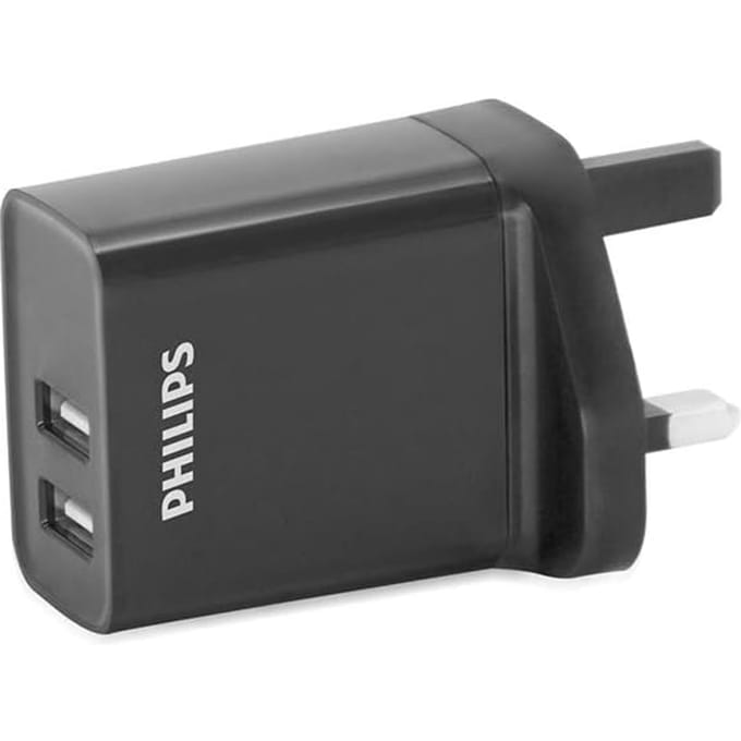 Philips DLP2610/05 USB Wandlader – 2 USB Poorten – 230V Oplader – Zwart