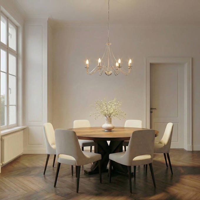 HELAM Kroonluchter Malbo, witgoud, metaal, 8-lamps, E14