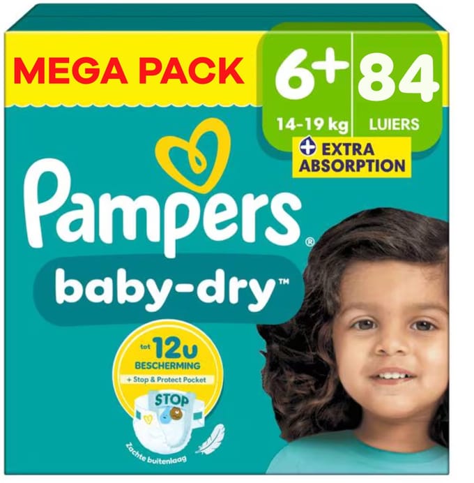 Pampers - Baby Dry - Maat 6+ - Mega Pack - 84 luiers - 14/19KG