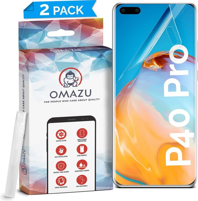 Huawei P40 Pro OMAZU 3D Flex TPU Screenprotector, 2 Pack- 100% vingerafdruk scanner compatible
