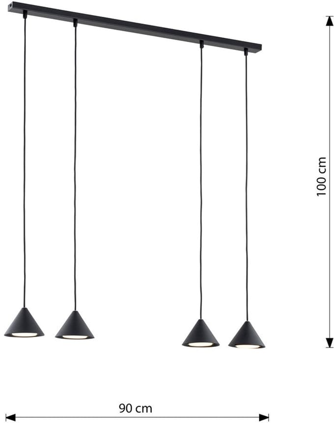 Emibig ELIT 4 Hanglamp Zwart Goud GX53 LED Metaal 100cm