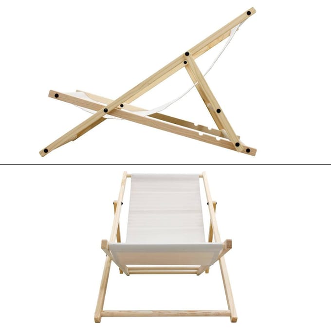 Tuinstoel Strandstoel Ligstoel Ligstoel Beige van hout opvouwbaar