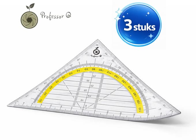 Professor Q Flexibele Geodriehoek - 3 Stuks - Transparant - 180°