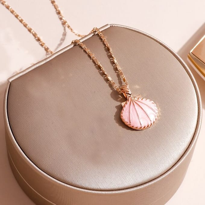 Ketting met hanger Schelp rose ketting goudkleur