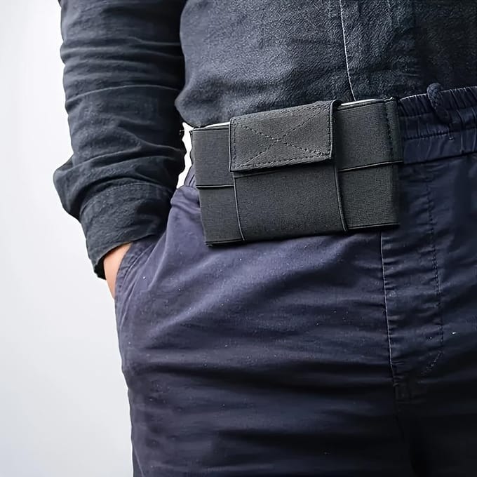 Ultra-Compacte Meerlaagse Elastische Taille Telefoonhoes - Verborgen Compartiment, Verstelbare Pasvorm, Ruime Opbergruimte - Ideaal voor Buiten, Werk, Reizen black