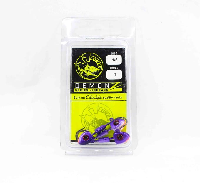 Tackle Tactics TT Demonz Tête plombée 1/6 oz 1H 3/paquet Purple Minnow (7822)