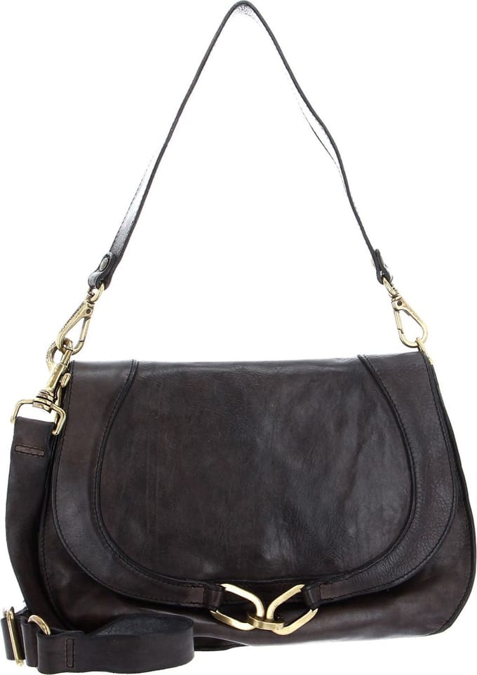 CAMPOMAGGI Leren Schoudertas Shoulder Bag Grigio Antraciet
