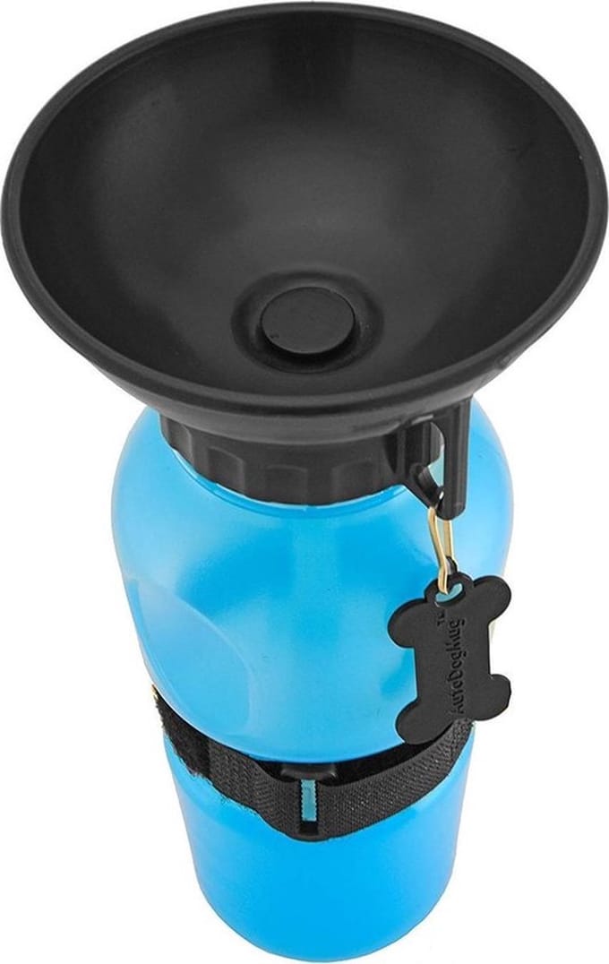 THAR Honden Drinkfles 500ml – Waterfles met Bak – To Go – Blauw